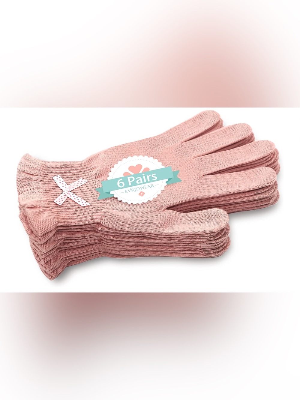 Moisturizing Knit Gloves In Dusty Pink (Set Of 6 Pairs)